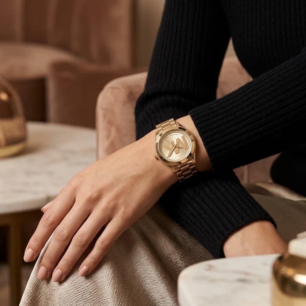 Montre Michael Kors MK3477 Runway en Acier Doré Jaune 42 mm vue 4