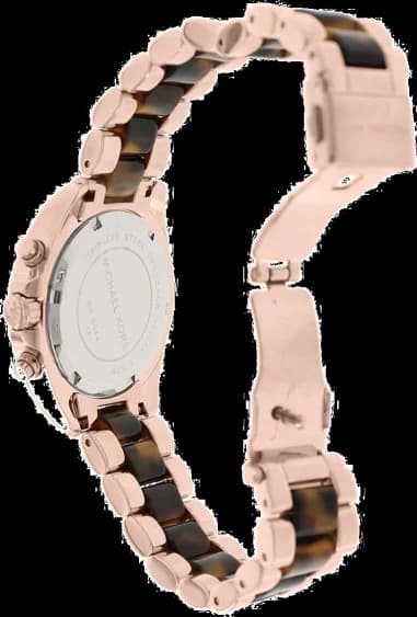 Montre Michael Kors MK5944 en Acier Doré Rose et Acétate Écailles de Tortue vue 4