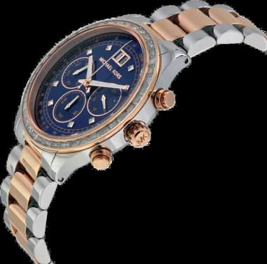 Gros plan sur le cadran bleu de la Michael Kors MK6205