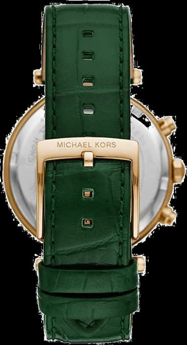 Gros plan sur le cadran vert de la Michael Kors MK6985