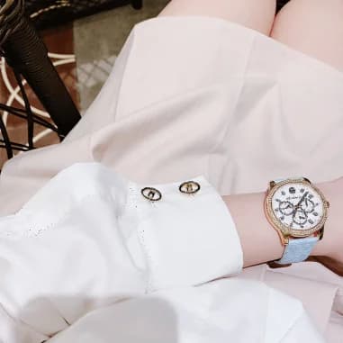 Montre Michael Kors Tibby MK2965 cadran multifonction bracelet en cuir bleu vue 4
