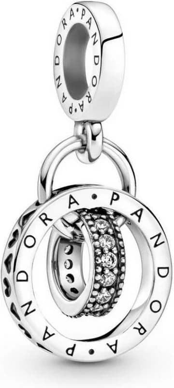 Pandora Charm silver Pendant Circles Pandora Logo Pandora Signature