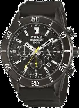 Pulsar PT3375X1 montre homme, cadran noir et bracelet silicone