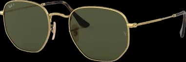 Lunettes de soleil Ray-Ban Hexagonal Flat Lenses RB3548N 001/58 dorés polarisés