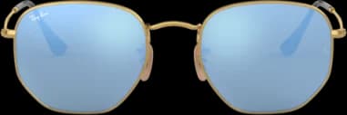 Ray-Ban Hexagonal Flat Lenses Sunglasses RB3548N 001/9O Mirrored Lenses vue 2