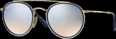 Lunettes de soleil Ray-Ban Round Double Bridge RB3647N 001/9U OR Verres dégradés miroir