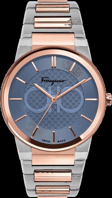 Montre Salvatore Ferragamo SFHP00720 Acier Bicolore Cadran Bleu