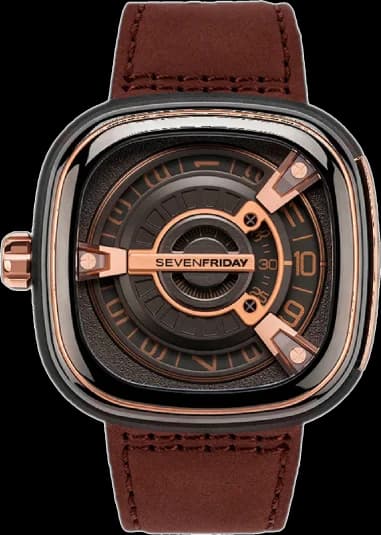 Montre Sevenfriday M2/02 Automatique Acier PVD Or Rose et Cuir de Veau