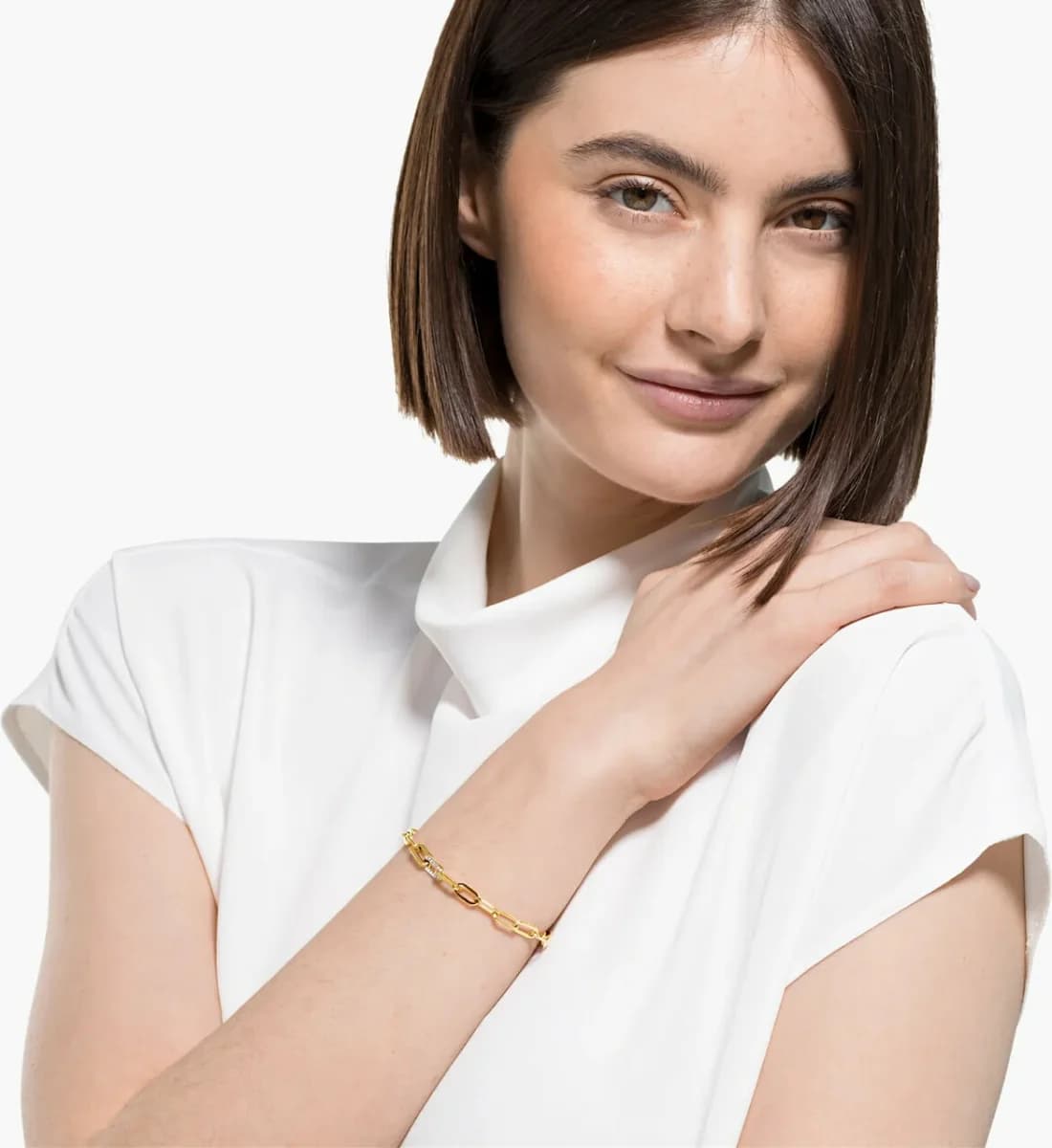 Swarovski The Elements 5572639 Gold-Plated Bracelet with White Crystals vue 4