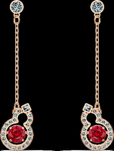 Swarovski 5539895 montre femme, Boucles d'oreilles cristaux blancs et rouges plaqué or rose