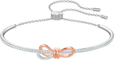 Swarovski 5447079 montre femme, bijou jonc plaqué rhodium aux cristaux blancs