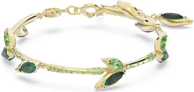 Swarovski 5645374 montre femme, cadran vert, bracelet plaqué or, style élégant