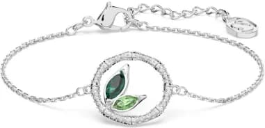 Swarovski 5645375 montre femme, cadran vert, bracelet rhodié, style cercle