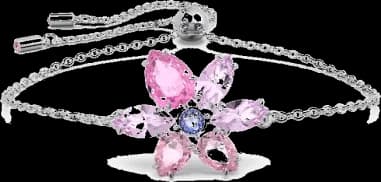 Swarovski 5658396 montre femme, motif fleur rose coupes mixtes plaqué rhodium