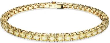 Bracelet Swarovski Matrix Tennis 5648933 cristaux taille ronde plaqué or jaune