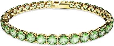 Swarovski 5658849 montre femme, cadran vert, bracelet métal doré, style tennis