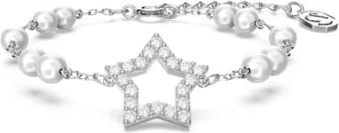 Swarovski 5645385 montre femme, perles cristal étoile blanc sur chaîne rhodiée