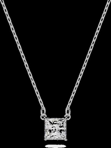 Swarovski Attract square solitaire necklace in rhodium-plated metal