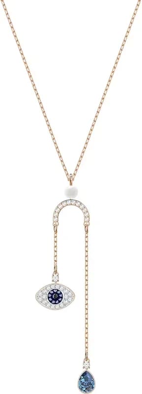 Collier Swarovski Duo Symbolica Evil Eye 5425861 métal plaqué or rose pendentif en Y