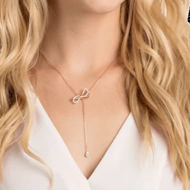 Collier Swarovski en Y Lifelong 5447082 plaqué or rose cristaux blancs vue 4