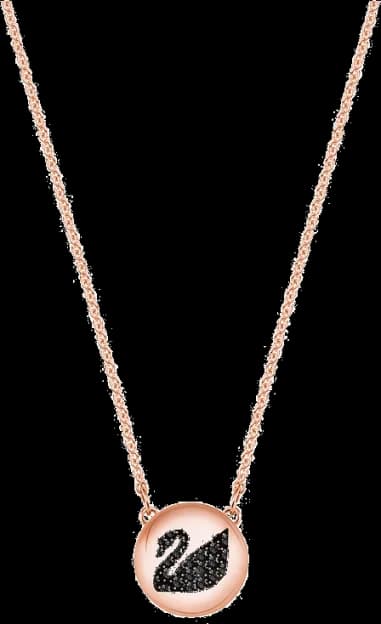 Swarovski 5382446 montre femme, collier plaqué or rose orné de cristaux noirs