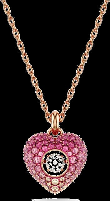 Swarovski 5683580 montre femme, collier cœur incrusté cristaux or rose