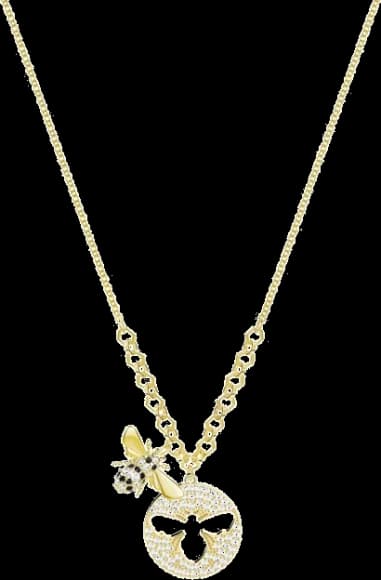 Swarovski 5365641 montre femme, collier plaqué or jaune avec abeille cristalline
