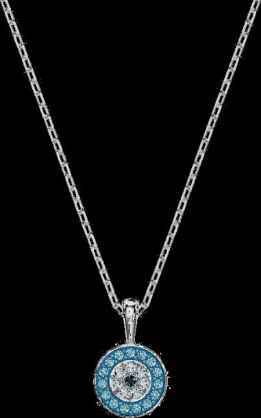 Swarovski 5468918 montre femme, pendentif bleu sur chaîne en métal rhodié