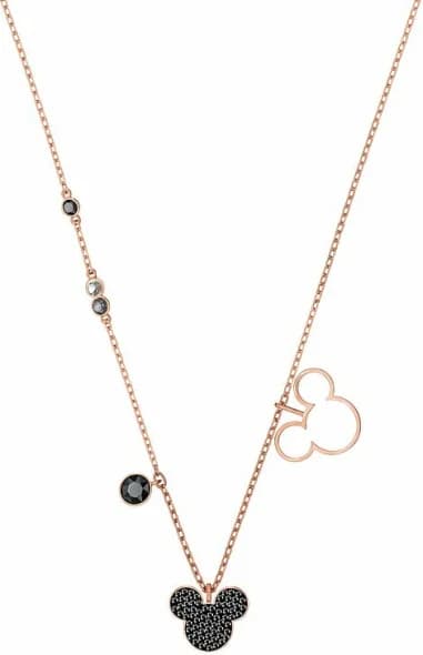 Swarovski 5429081 montre femme, collier plaqué or rose cristaux noirs Mickey & Minnie