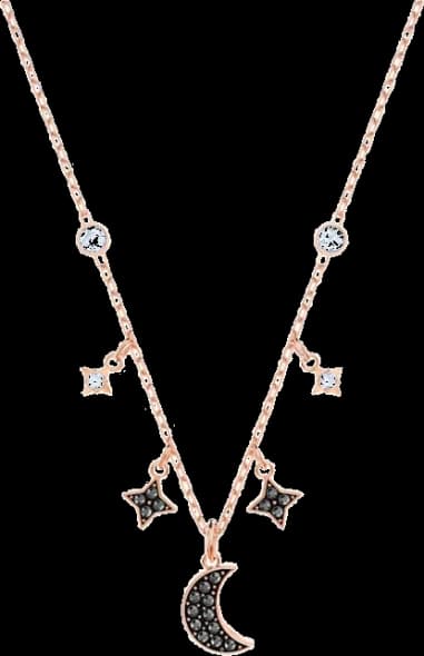 Swarovski 5429737 montre femme, collier cristaux noirs et blancs sur or rose