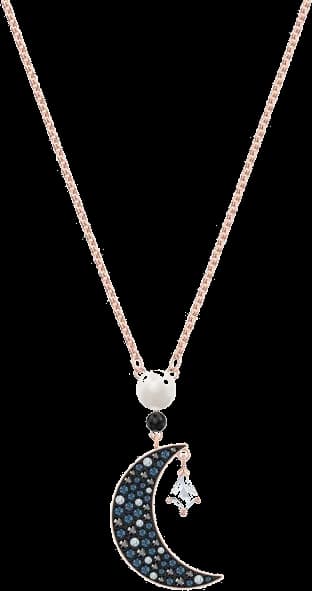 Swarovski 5489534 montre femme, collier plaqué or rose avec lune incrustée de cristaux