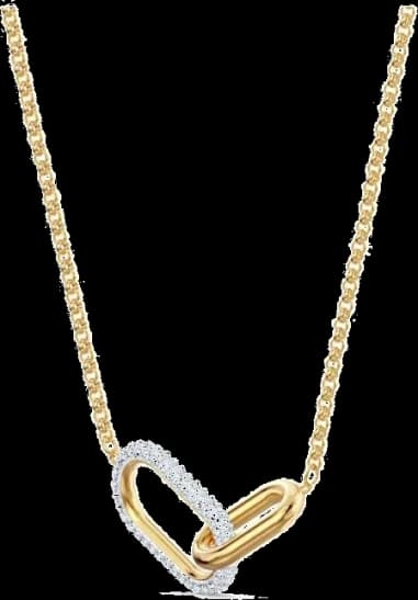 Swarovski 5566227 montre femme, collier cristaux blancs plaqué or