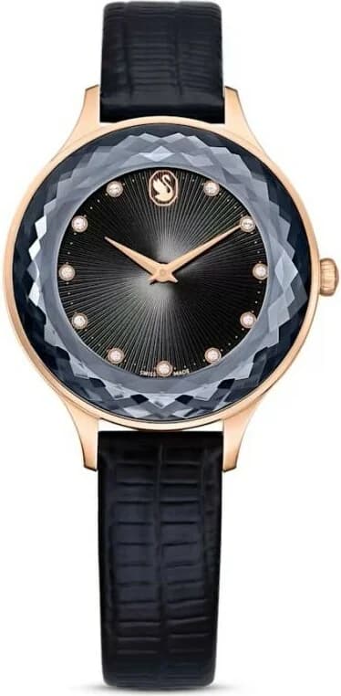 Gros plan sur le cadran noir de la Swarovski 5650033