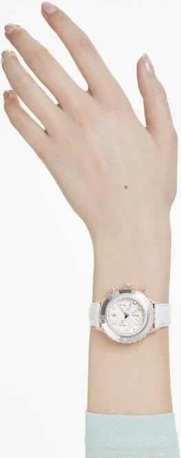 Swarovski 5671150 Octea Chrono White Leather Strap and Crystals Women's Watch vue 9