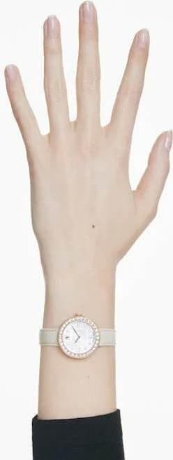 Swarovski Certa 5672968 Beige Leather Strap White Guilloché Dial Watch vue 9