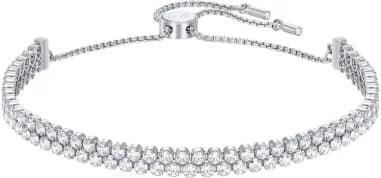 Swarovski 5221397 montre femme, double rang de cristaux blancs plaqués rhodium
