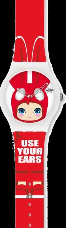 Swatch SUOZ114 Red Kawaii Pattern Watch