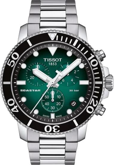 Tissot T1204171109101 montre homme, cadran vert sur bracelet acier brossé