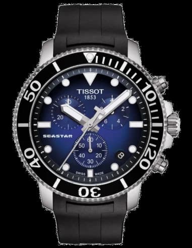 Tissot T1204171704100 Seastar 1000 Blue Chronograph Stainless Steel and Rubber Watch