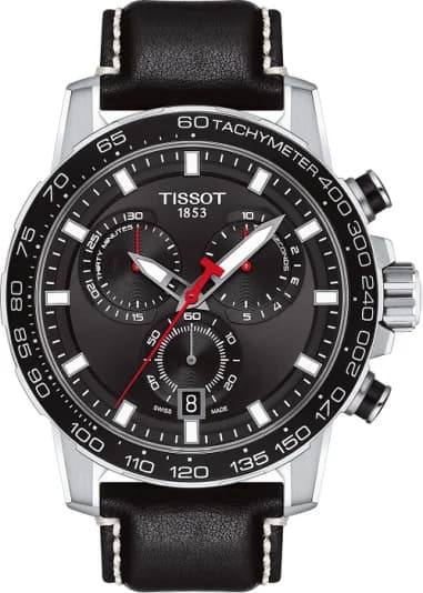 Tissot T1256171605100 montre homme, cadran noir, bracelet cuir noir 45,5mm