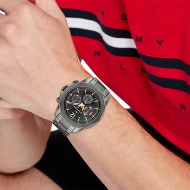 Montre Tommy Hilfiger Lars 1792061 en acier gris avec cadran texturé vue 5