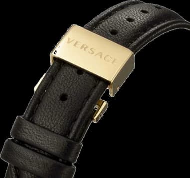 Gros plan sur le cadran noir de la Versace VECQ00118