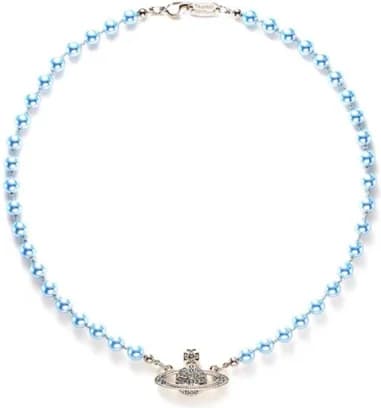 Vivienne Westwood low relief choker in blue pearls