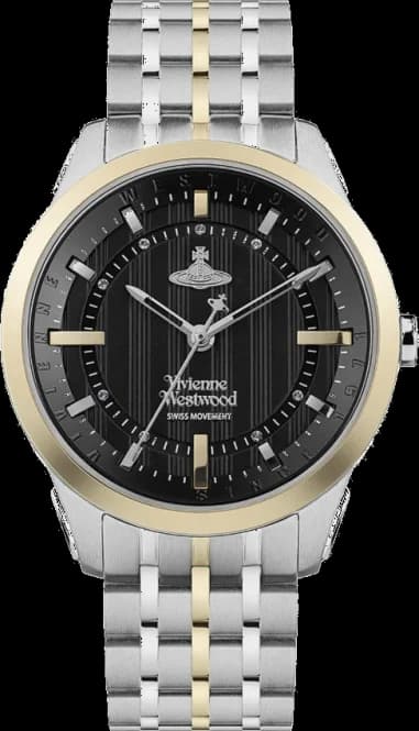 Montre Femme Vivienne Westwood East End VV262BKSG bracelet bicolore en acier cadran noir