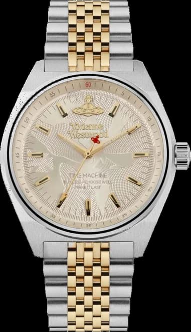 Montre Femme Vivienne Westwood Lady Sydenham VV251WGSG bracelet bicolore en acier cadran doré