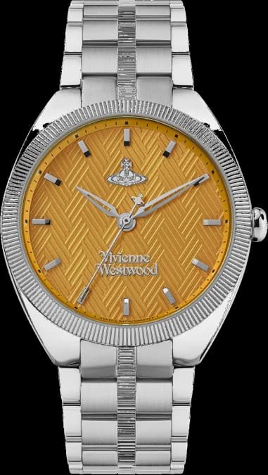 Montre Femme Vivienne Westwood The Mews VV281TNSL bracelet argent en acier cadran orange