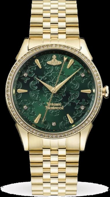Women's Vivienne Westwood Wallace VV208GDGD watch, gold-tone steel bracelet, green dial