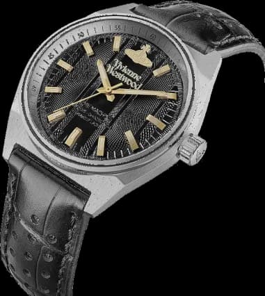Vivienne Westwood VV251BKBK vue de côté, bracelet cuir