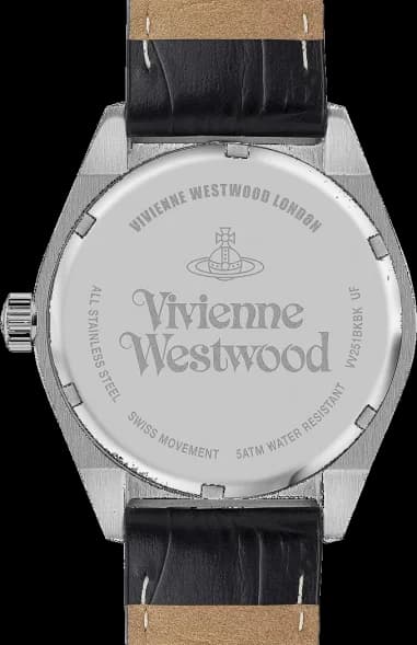 Gros plan sur le cadran noir de la Vivienne Westwood VV251BKBK