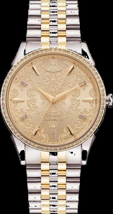 Vivienne Westwood VV208CPSG montre unisexe, avec cadran or sur bracelet acier bicolore